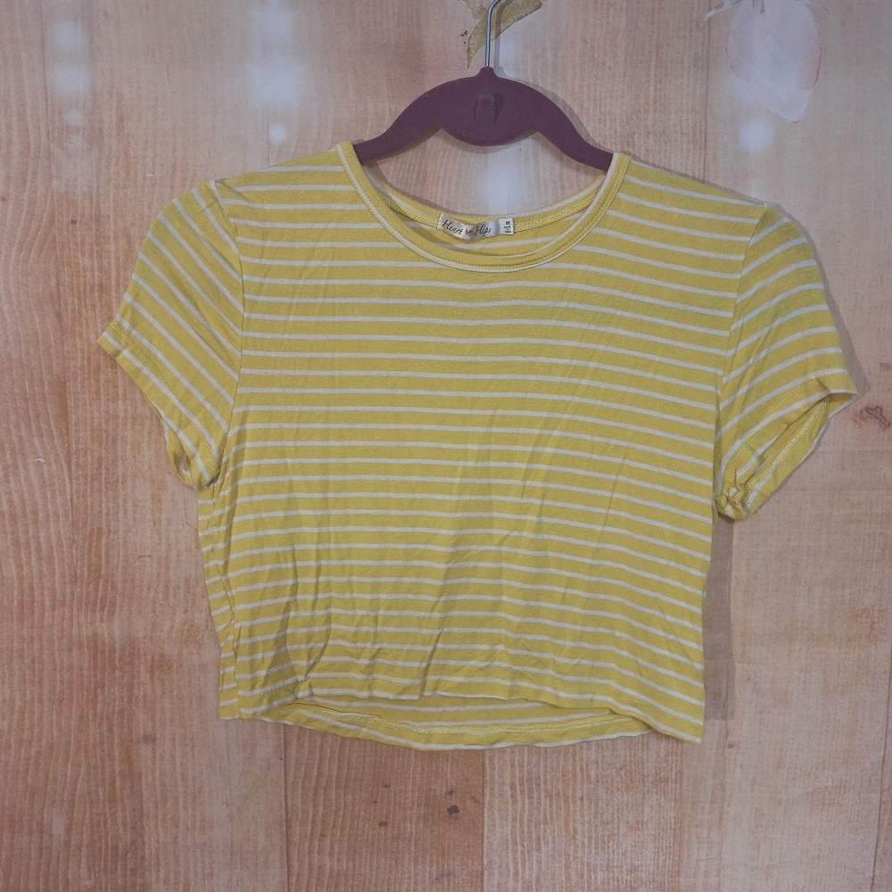 Heart & Hips Yellow and White Striped Crop Top